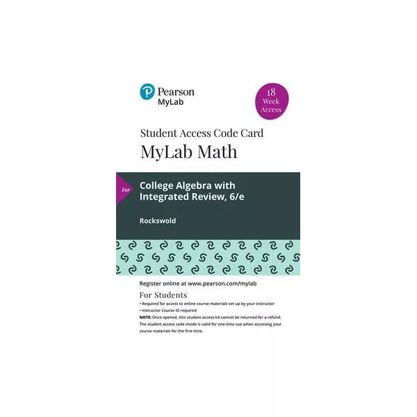 MyLab Math with Pearson eText -- 18 Week Standalone Access Card -- for College Algebra with Integrated Review