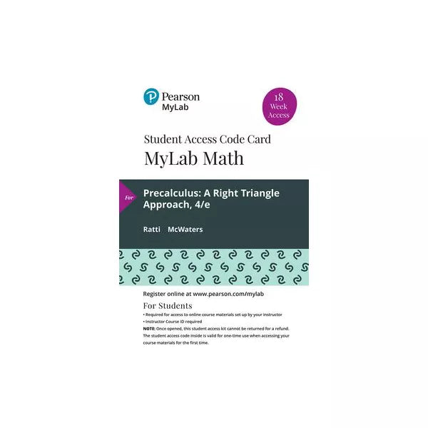 MyLab Math with Pearson eText -- 18 Week Standalone Access Card -- for Precalculus: A Right Triangle Approach