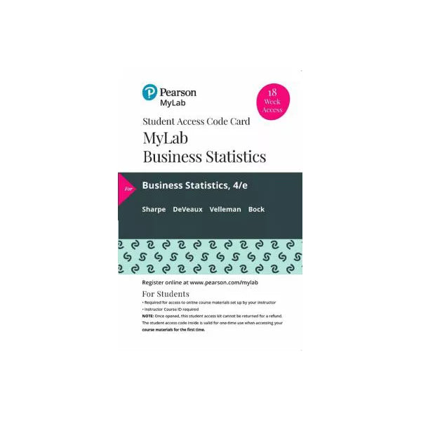 MyLab Statistics with Pearson eText -- 18 Week Standalone Access Card -- for Business Statistics