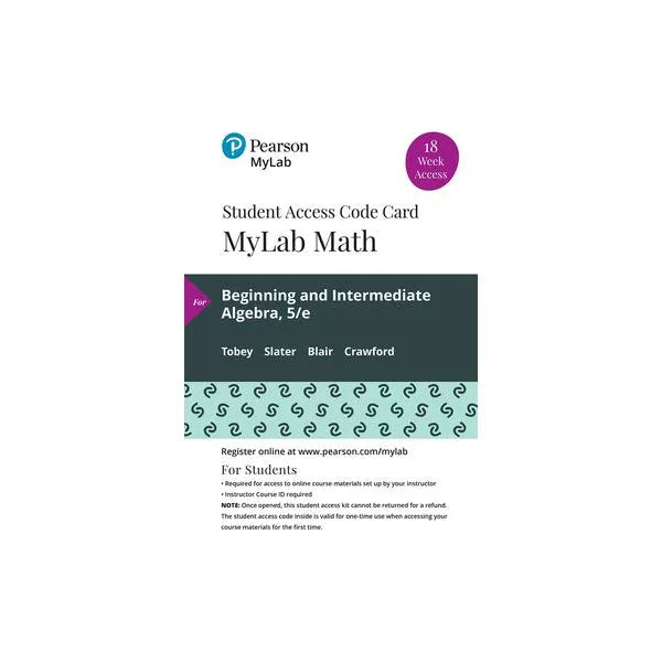 MyLab Math with Pearson eText -- 18 Week Standalone Access Card -- for Beginning &amp; Intermediate Algebra